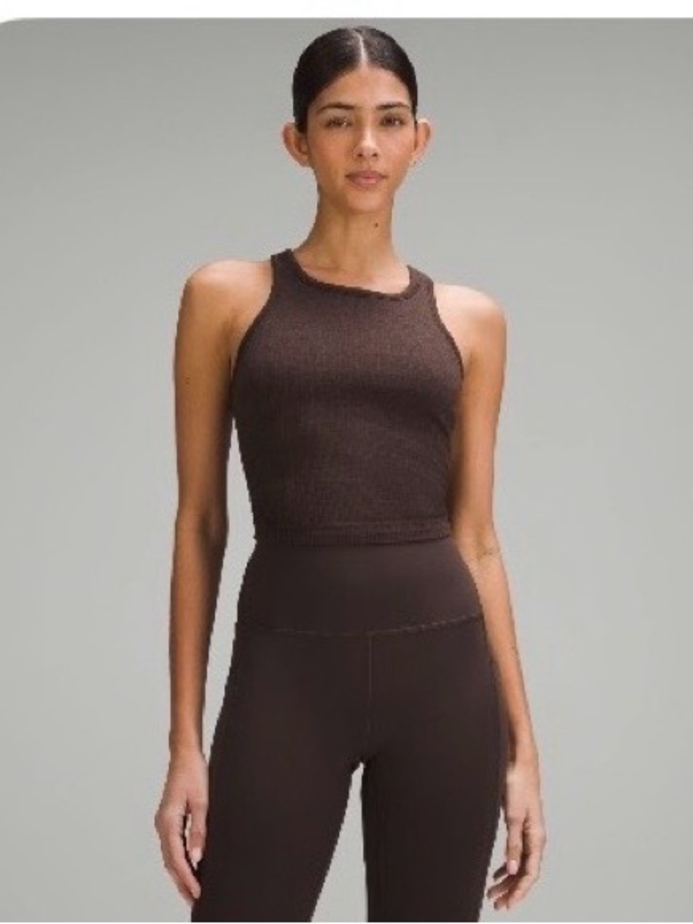 lululemon athletica Brown Ribbed Crop Tank